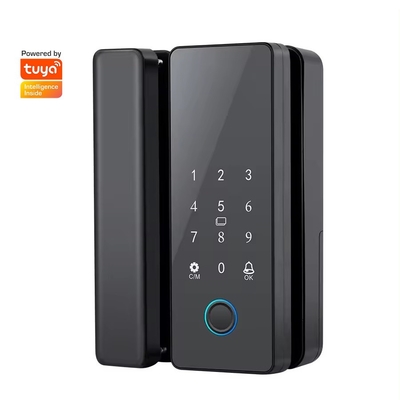 โกลมาร์เก็ต Tuya Smart Glass Door Lock Biometric Fingerprint BLE Smart Electronic Lock สําหรับสํานักงาน ประตูแก้ว