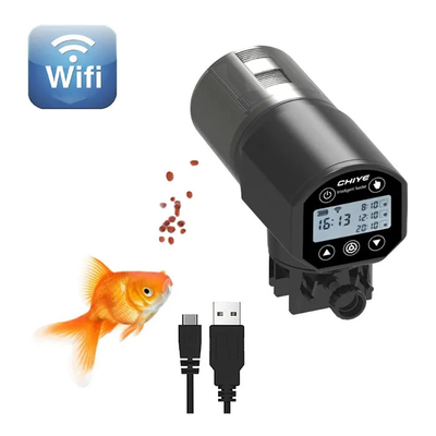 LCD 200ml เครื่องให้อาหารปลาอัตโนมัติอัจฉริยะ Wifi Aquarium Feeder RoHS