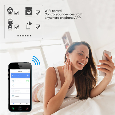 Tuya Wifi Electric Smart Plug Socket US Standard 16A รีโมทคอนโทรลไร้สาย