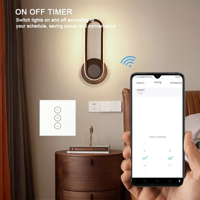 Glomarket Tuya Wifi สวิตช์หรี่ไฟอัจฉริยะ แผงกระจก รีโมทคอนโทรลด้วยเสียง
