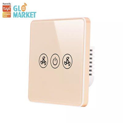 Glomarket Tuya Smart Wifi Fan Switch EU Standard Glass Touch Wall รีโมทคอนโทรลไร้สาย