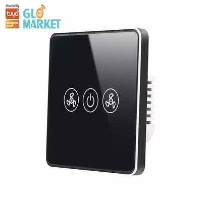 Glomarket Tuya Smart Wifi Fan Switch EU Standard Glass Touch Wall รีโมทคอนโทรลไร้สาย