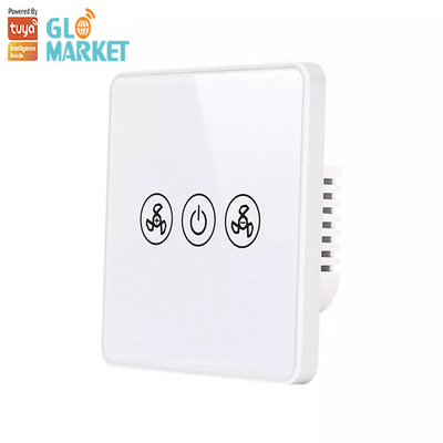 Glomarket Tuya Smart Wifi Fan Switch EU Standard Glass Touch Wall รีโมทคอนโทรลไร้สาย
