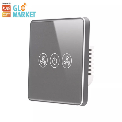 Glomarket Tuya Smart Wifi Fan Switch EU Standard Glass Touch Wall รีโมทคอนโทรลไร้สาย