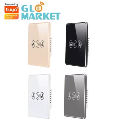 พัดลมติดผนังมาตรฐานของสหรัฐอเมริกา รีโมท สวิตช์ Tuya Smart Wifi APP ควบคุมกระจกเทมเปอร์