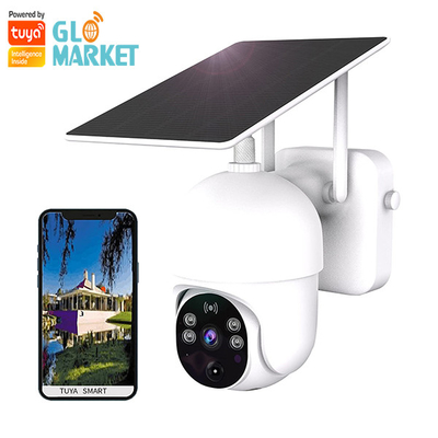 Glomarket Tuya Smart Wifi Solar Camera แอพกันน้ำควบคุมกล้องตรวจจับการเคลื่อนไหว PIR