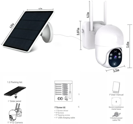 Glomarket Tuya Smart Wifi Solar Camera แอพกันน้ำควบคุมกล้องตรวจจับการเคลื่อนไหว PIR