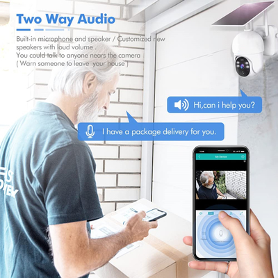 Glomarket Tuya Smart Wifi Solar Camera แอพกันน้ำควบคุมกล้องตรวจจับการเคลื่อนไหว PIR