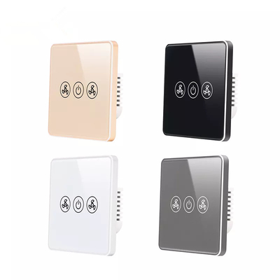 Tuya Smart Wifi Fan Switch EU Standard Glass Touch Wall รีโมทคอนโทรลไร้สาย