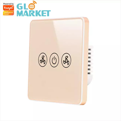 Tuya Smart Wifi Fan Switch EU Standard Glass Touch Wall รีโมทคอนโทรลไร้สาย