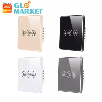Tuya Smart Wifi Fan Switch EU Standard Glass Touch Wall รีโมทคอนโทรลไร้สาย
