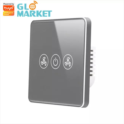 Tuya Smart Wifi Fan Switch EU Standard Glass Touch Wall รีโมทคอนโทรลไร้สาย