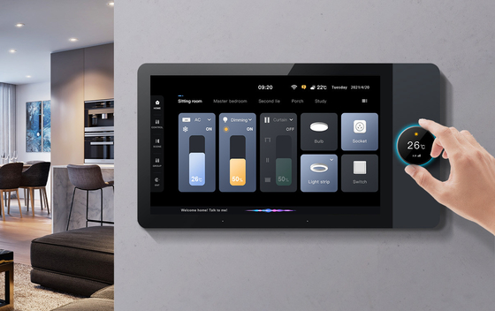 Tuya Wifi แผงควบคุมอัจฉริยะ 7 นิ้วมัลติฟังก์ชั่น BLE Music Wall Smart Zigbee Gateway