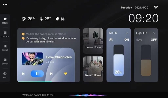 มัลติฟังก์ชั่น Smart Home Panel Music Scene หน้าจอสัมผัส Tuya Zigbee Gateway 7 นิ้ว