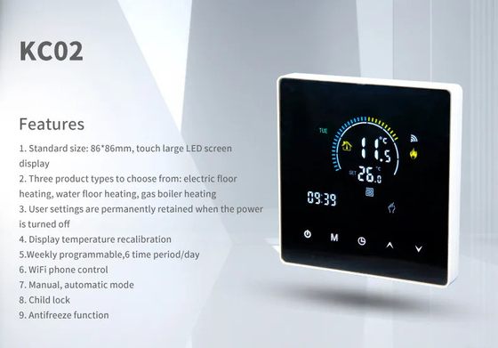 Tuya Wifi เทอร์โมสมาร์ทที่ตั้งโปรแกรมได้สำหรับการทำความร้อนหม้อต้มแก๊สไฟฟ้าพื้นน้ำ