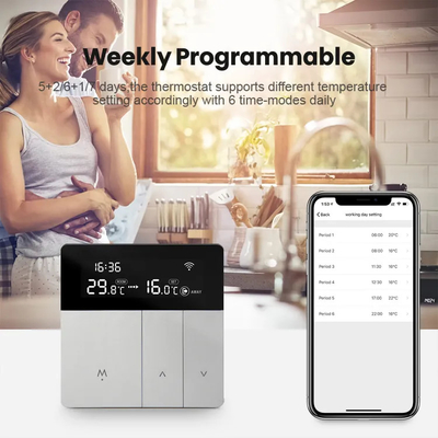 Smart Digital Wifi Wireless Thermostat App ควบคุมบ้านอัจฉริยะสำหรับการทำความร้อนของหม้อไอน้ำ