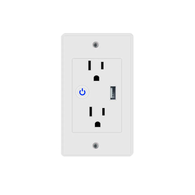 Tuya 2.4GHz Wifi Wall Outlet ซ็อกเก็ตปลั๊กไฟฟ้าอัจฉริยะพร้อมพอร์ต USB 1 พอร์ต