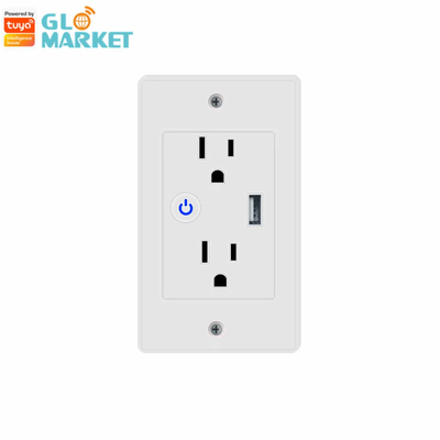 Tuya 2.4GHz Wifi Wall Outlet ซ็อกเก็ตปลั๊กไฟฟ้าอัจฉริยะพร้อมพอร์ต USB 1 พอร์ต
