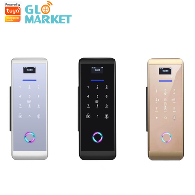 Smart Tuya Wifi Glass ล็อคประตูอัจฉริยะด้วยรหัสผ่านแป้นพิมพ์ดิจิตอลลายนิ้วมือ