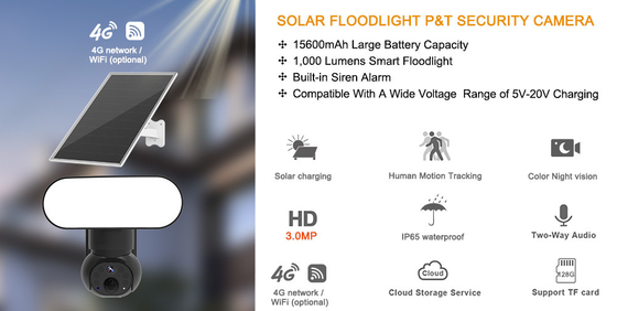 Smart Floodlight Wifi 4G Camera Solar Security 3MP Motion Tracking กล้องเสียงสองทาง