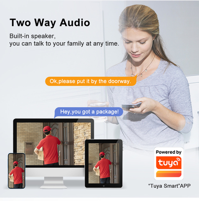 Tuay Smart Audio ออด Wifi HD 1080p IP65 กันน้ำ PIR แบตเตอรี่ในตัวสองทาง