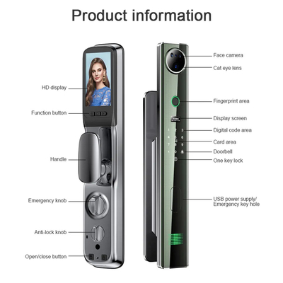 4200mAh แบตเตอรี่ลิเดียมขนาดใหญ่ ล็อคประตูฉลาด พร้อมกล้องวงจรปิดตาแมว