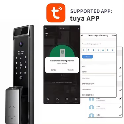 โกลมาร์เก็ต Tuya Wifi การจําเพาะหน้า Smart Door Lock With Camera
