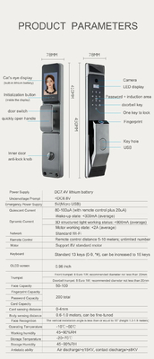 โกลมาร์เก็ต Tuya Wifi การจําเพาะหน้า Smart Door Lock With Camera
