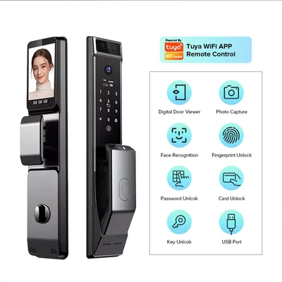 โกลมาร์เก็ต Tuya Wifi การจําเพาะหน้า Smart Door Lock With Camera