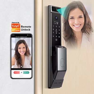 โกลมาร์เก็ต Tuya Wifi การจําเพาะหน้า Smart Door Lock With Camera