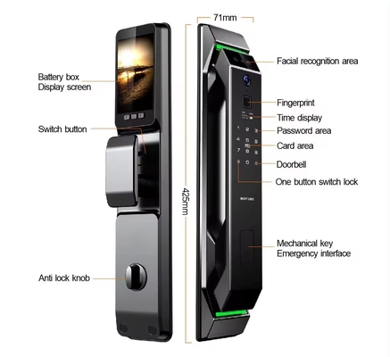 โกลมาร์เก็ต 3d การจํานองใบหน้าลายนิ้วมือ Tuya Wifi Digital Smart Lock