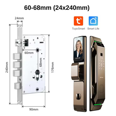 โกลมาร์เก็ต 3d การจํานองใบหน้าลายนิ้วมือ Tuya Wifi Digital Smart Lock