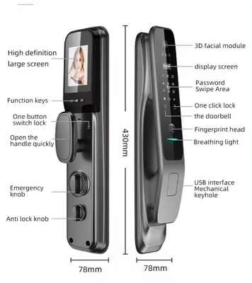 การจดจําใบหน้า ล็อคสมาร์ท อัตโนมัติเต็ม Tuya Smart home ปลอดภัย