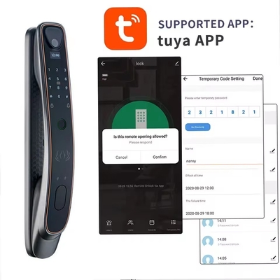 Tuya การจํานองใบหน้า ล็อคประตูฉลาด WiFi/Zigbee fingerprint/finger vein optional cat eye capture
