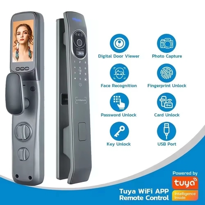 Glomarket Tuya Smart Door Lock 3d การจําเพาะใบหน้า ล็อคสมาร์ทอัตโนมัติ พร้อมกล้อง ล็อคประตูความปลอดภัยชีวภาพสมาร์ท