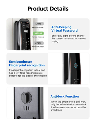 Glomarket อัตโนมัติเต็ม Tuya Wifi ล็อคประตูสมาร์ท การควบคุมโทรศัพท์มือถือ Fingerfrint ผ่านดิจิทัล ล็อคสมาร์ทด้วยกล้อง