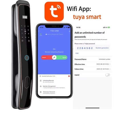 Glomarket อัตโนมัติเต็ม Tuya Wifi ล็อคประตูสมาร์ท การควบคุมโทรศัพท์มือถือ Fingerfrint ผ่านดิจิทัล ล็อคสมาร์ทด้วยกล้อง
