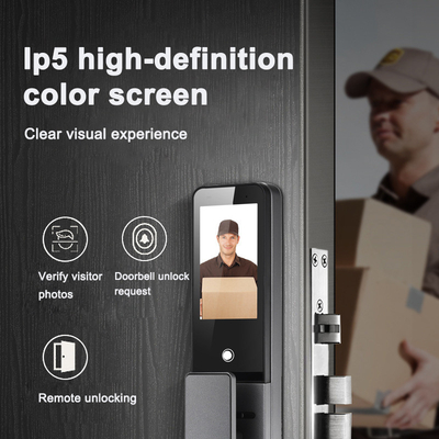 โกลมาร์เก็ต 3d การจํานองใบหน้า ล็อคประตูสมาร์ท Tuya Real Time Video Intercom Wifi ล็อคประตูสมาร์ท With Palm Print