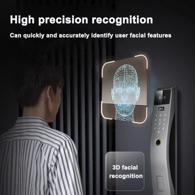 โกลมาร์เก็ต 3d การจํานองใบหน้า ล็อคประตูสมาร์ท Tuya Real Time Video Intercom Wifi ล็อคประตูสมาร์ท With Palm Print