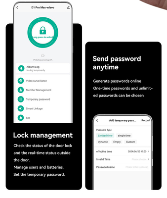 Glomarket Tuya Wifi Smart Lock อลูมิเนียม ประตูไม้ การรับรู้ใบหน้า ลายมือ ลายนิ้วมือชีวภาพ ลายดิจิตอล
