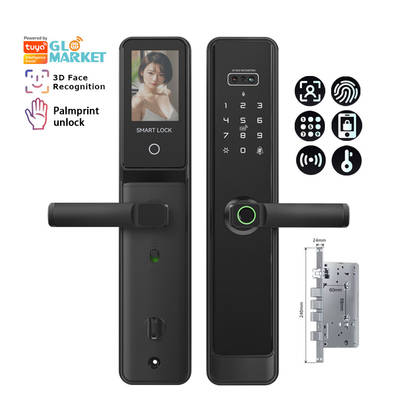 Glomarket Tuya Wifi Smart Lock อลูมิเนียม ประตูไม้ การรับรู้ใบหน้า ลายมือ ลายนิ้วมือชีวภาพ ลายดิจิตอล