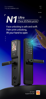 Glomarket Tuya Wifi Smart Lock อลูมิเนียม ประตูไม้ การรับรู้ใบหน้า ลายมือ ลายนิ้วมือชีวภาพ ลายดิจิตอล