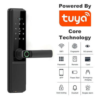 Glomarket Tuya Wifi Smart Door Lock With Cat Eye ล็อคดิจิตอล ล็อคนิ้วมืออิเล็กทรอนิกส์