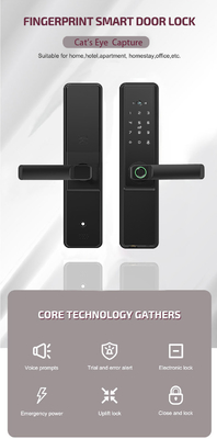Glomarket Tuya Wifi Smart Door Lock With Cat Eye ล็อคดิจิตอล ล็อคนิ้วมืออิเล็กทรอนิกส์