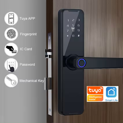 Glomarket Wifi Tuya Smart Door Lock อลูมิเนียมลายนิ้วมือ รหัสผ่านบัตรกุญแจ Unlock Biometric Digital Smart Lock