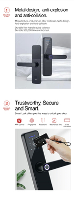 Glomarket Wifi Tuya Smart Door Lock อลูมิเนียมลายนิ้วมือ รหัสผ่านบัตรกุญแจ Unlock Biometric Digital Smart Lock