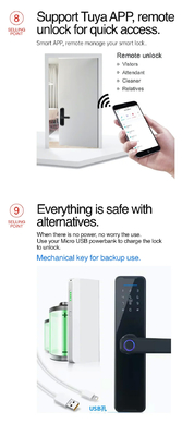 Glomarket Wifi Tuya Smart Door Lock อลูมิเนียมลายนิ้วมือ รหัสผ่านบัตรกุญแจ Unlock Biometric Digital Smart Lock
