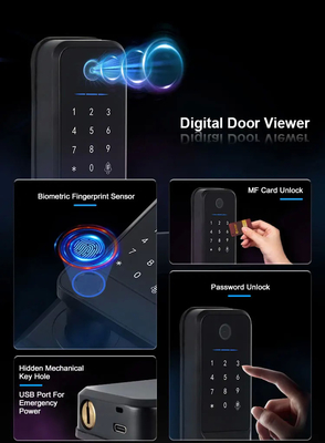โกลมาร์เก็ต Wifi Biometric อิเล็กทรอนิกส์ อัพพลิเคชั่น Tuya Remote Smart Lock Smart Fingerprint ประตูล็อคด้วยตาแมว