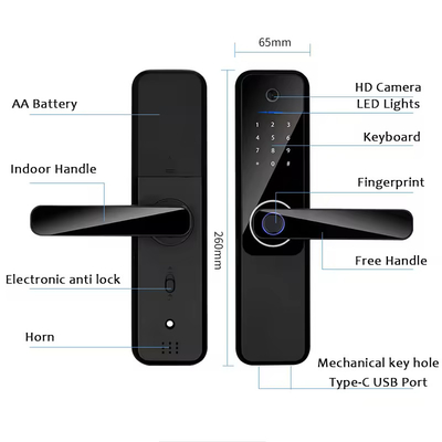 โกลมาร์เก็ต Wifi Biometric อิเล็กทรอนิกส์ อัพพลิเคชั่น Tuya Remote Smart Lock Smart Fingerprint ประตูล็อคด้วยตาแมว