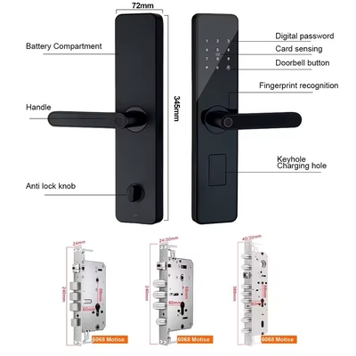 โกลมาร์เก็ต บ้าน คอนโด Tuya Smart WiFi ล็อคประตูดิจิตอล โทรศัพท์ APP การควบคุมทางไกล ความปลอดภัยลายนิ้วมือ ล็อคประตูสมาร์ท